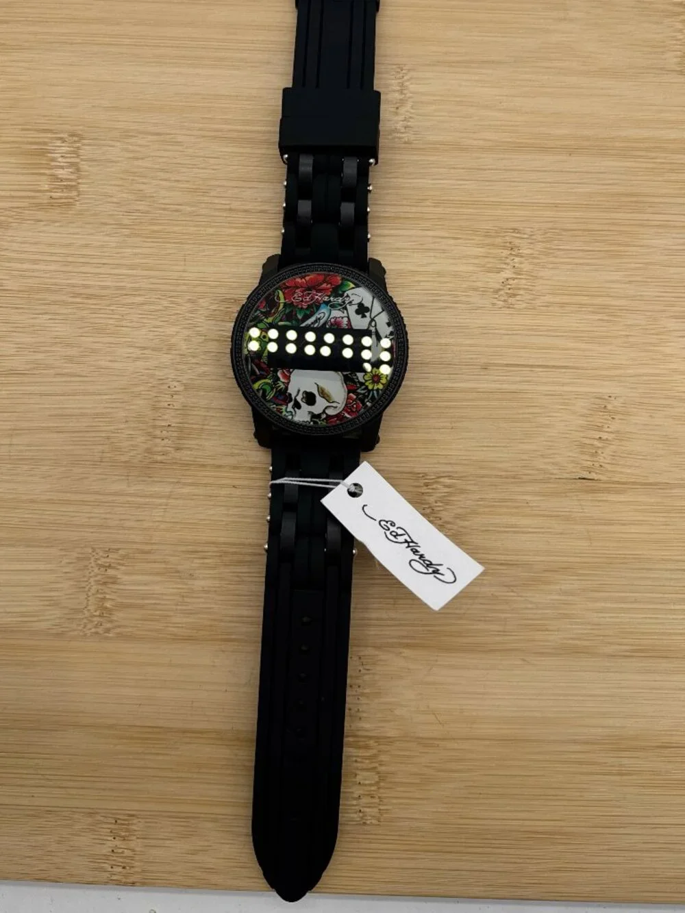 Ed Hardy Ed Hardy Skull Men's Quartz Movement Black Printed Digital Watch